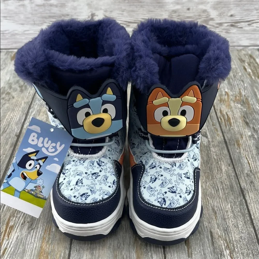Toddler Bluey Winter Boot Shoes Faux Fur Trim Size 8